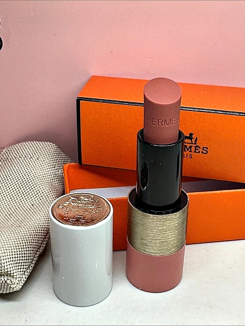 Hermès Rouge Hermès Matte Lipstick Highlighter Pink & White NWT